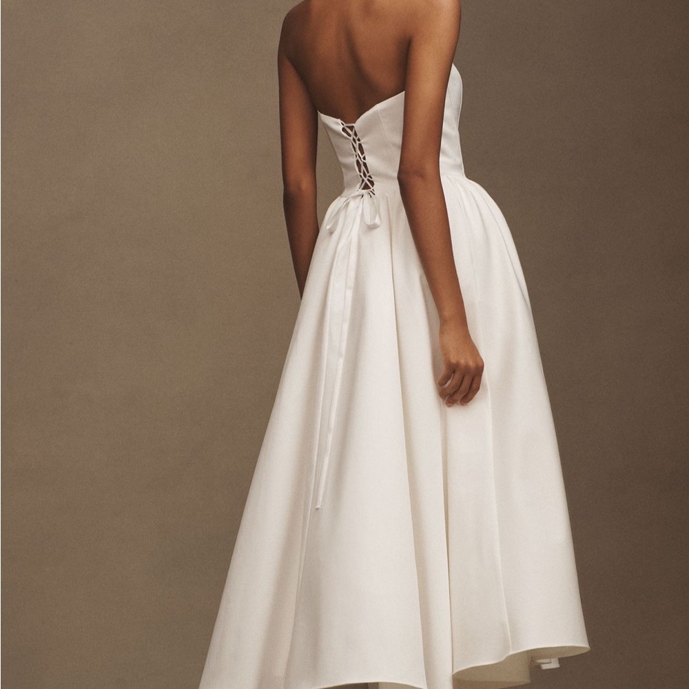 BHLDN Strapless Basque-Waist Lace Up Fit & Flare Midi Dress - Picture 3 of 3